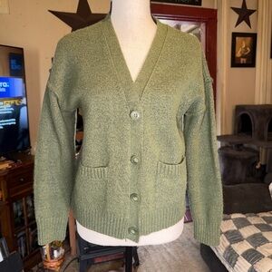Time and Tru Sage Green Cardigan Sweater